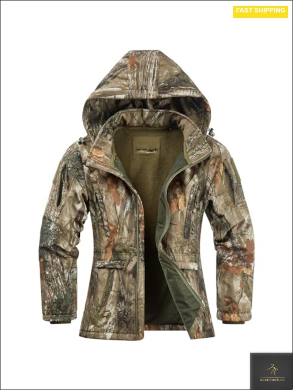 Women's Super Silent Water Resistant Camo Hunting Jacket with 7 Pockets